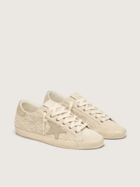 Super-Star LTD pour femme en daim nacré avec étoile dorée et broderie de perles