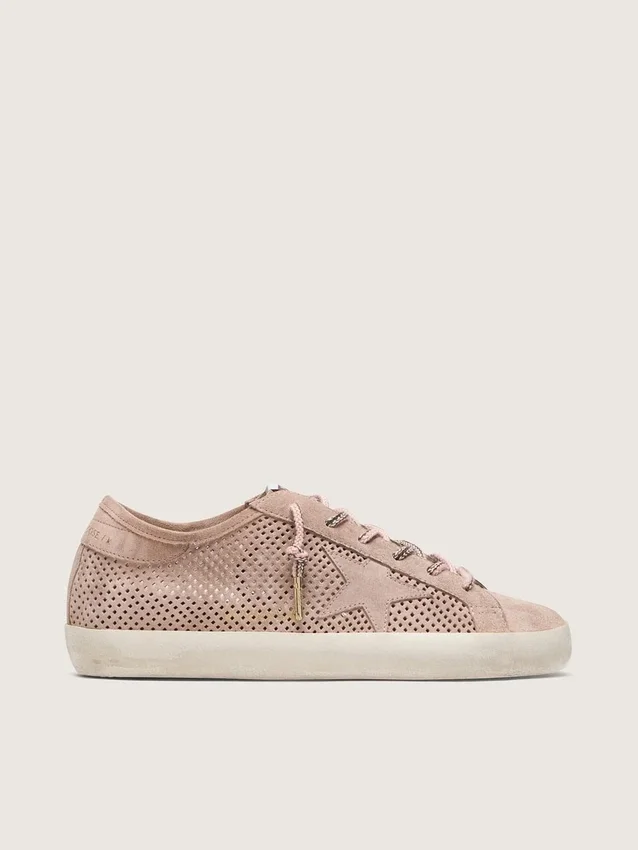 Super-Star LTD pour femme en daim perforé rose poudré avec étoile ton sur ton