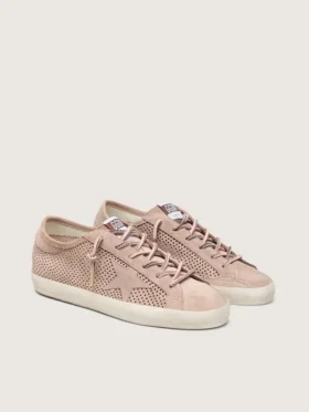 Super-Star LTD pour femme en daim perforé rose poudré avec étoile ton sur ton