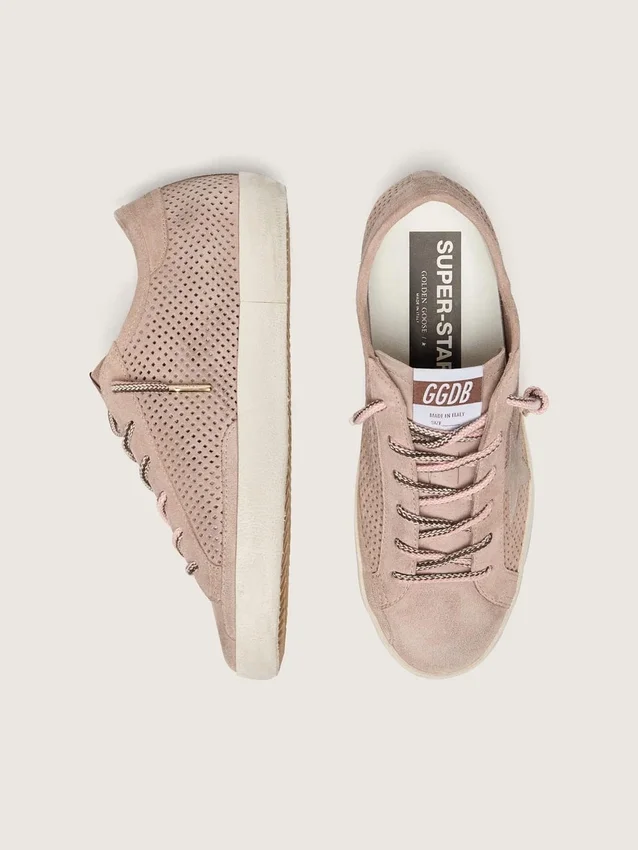 Super-Star LTD pour femme en daim perforé rose poudré avec étoile ton sur ton