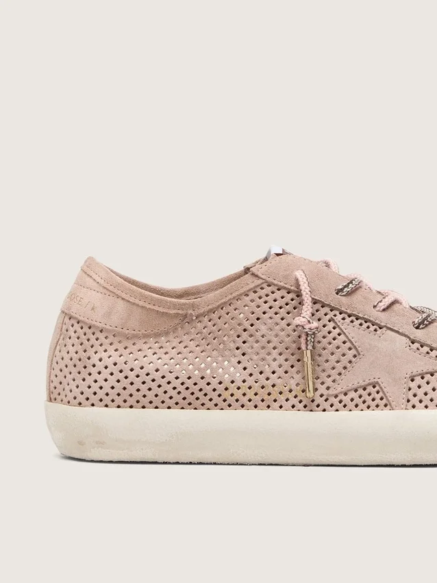 Super-Star LTD pour femme en daim perforé rose poudré avec étoile ton sur ton