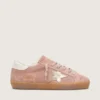Super-Star LTD pour femme en daim rose avec étoile en cuir métallisé platine