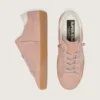 Super-Star LTD pour femme en daim rose avec étoile en cuir métallisé platine