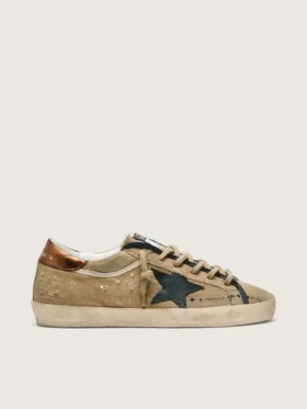 Super-Star LTD pour femme en toile beige avec étoile en cuir noir