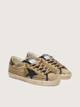 Super-Star LTD pour femme en toile beige avec étoile en cuir noir