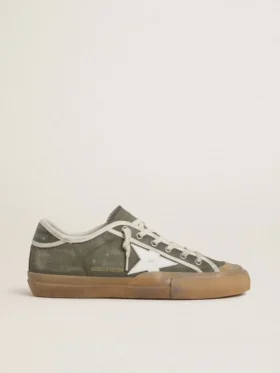 Super-Star LTD pour femme en toile verte avec étoile en cuir blanc