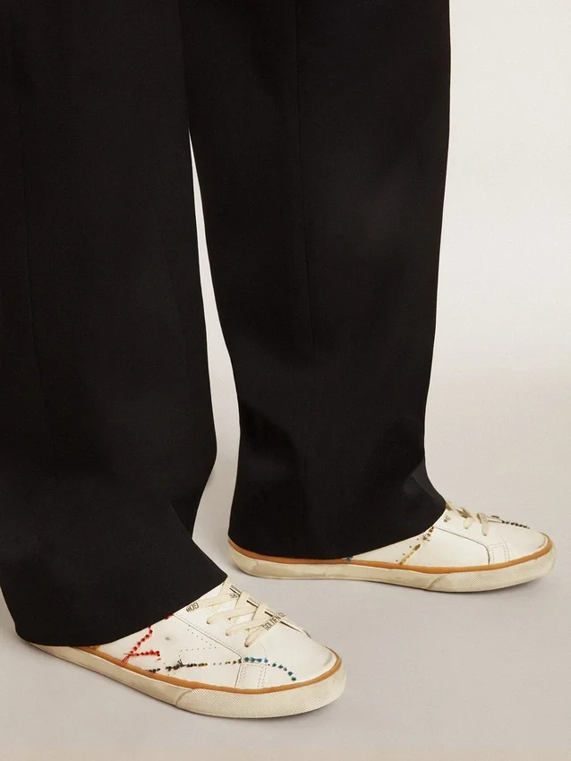 Super-Star LTD pour homme avec étoile perforée et languette de talon en cuir métallisé