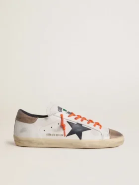 Super-Star LTD pour homme en cuir avec étoile en cuir noir et languette de talon en cuir beige