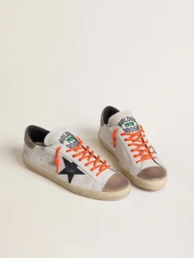 Super-Star LTD pour homme en cuir avec étoile en cuir noir et languette de talon en cuir beige