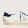 Super-Star LTD pour homme en cuir blanc avec étoile en daim et languette de talon en cuir bleu