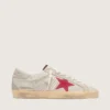 Super-Star LTD pour homme en cuir de poney blanc avec étoile en daim rouge