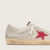 Super-Star LTD pour homme en cuir de poney blanc avec étoile en daim rouge