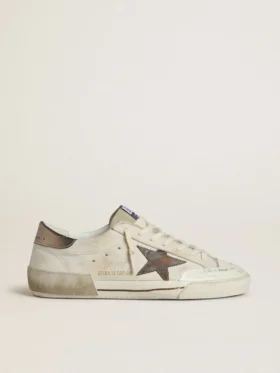 Super-Star LTD pour homme en daim avec étoile en cuir marron et languette de talon en cuir métallisé