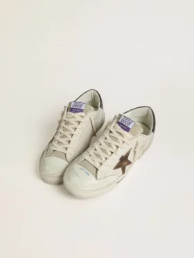 Super-Star LTD pour homme en daim avec étoile en cuir marron et languette de talon en cuir métallisé