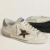Super-Star LTD pour homme en daim avec étoile en cuir marron et languette de talon en cuir métallisé