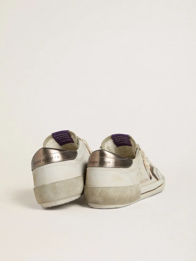 Super-Star LTD pour homme en daim avec étoile en cuir marron et languette de talon en cuir métallisé