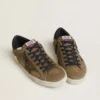 Super-Star LTD pour homme en daim ciré avec étoile imprimé python et languette de talon en cuir nappa