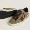 Super-Star LTD pour homme en daim ciré avec étoile imprimé python et languette de talon en cuir nappa