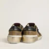 Super-Star LTD pour homme en daim ciré avec étoile imprimé python et languette de talon en cuir nappa