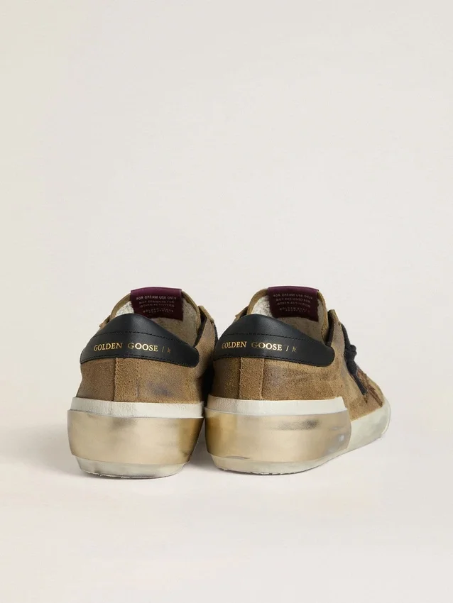 Super-Star LTD pour homme en daim ciré avec étoile imprimé python et languette de talon en cuir nappa