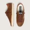 Super-Star LTD pour homme en daim marron avec étoile en cuir rouge brique et broderie aux perles vertes