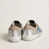 Super-Star LTD pour homme en daim métallisé argenté avec étoile en cuir et languette de talon en daim
