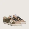 Super-Star LTD pour homme en daim vert olive avec étoile brodée couleur crème