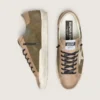 Super-Star LTD pour homme en daim vert olive avec étoile brodée couleur crème