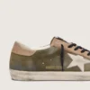 Super-Star LTD pour homme en daim vert olive avec étoile brodée couleur crème