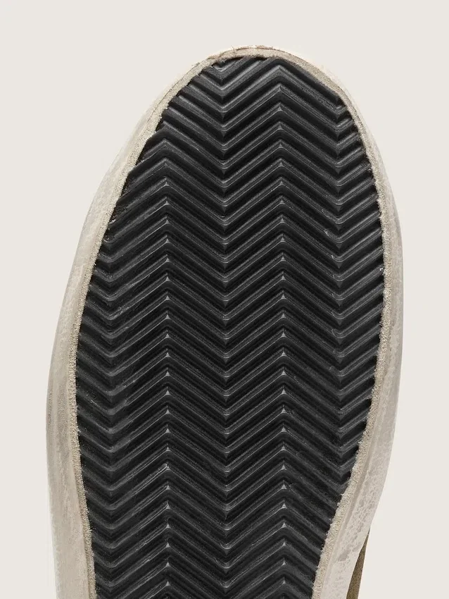 Super-Star LTD pour homme en daim vert olive avec étoile brodée couleur crème