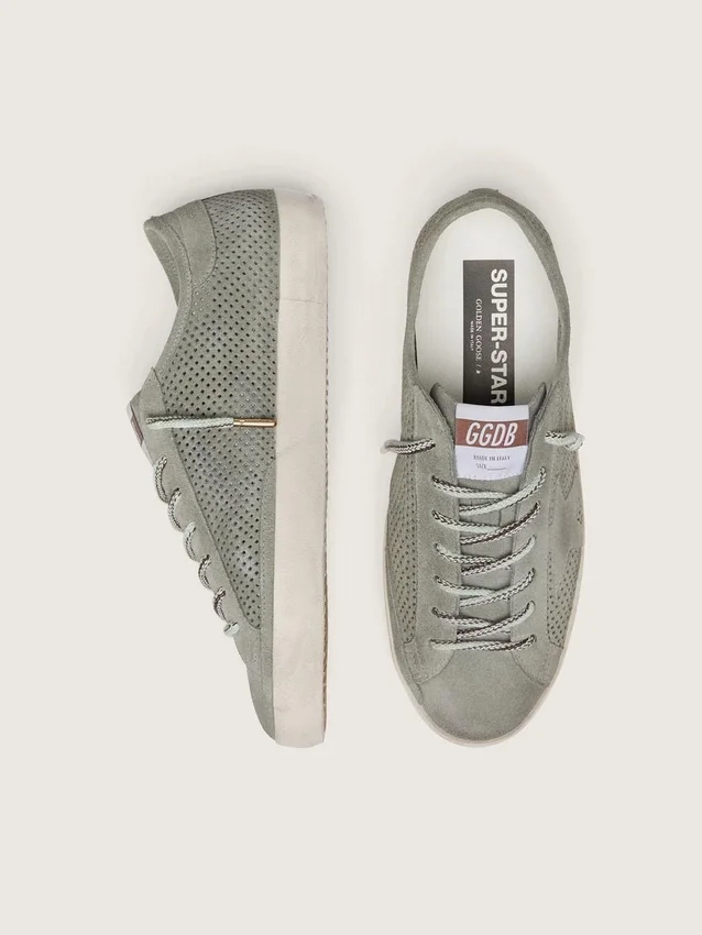 Super-Star LTD pour homme en daim vert perforé avec étoile en daim assortie