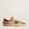 Super-Star LTD pour homme en laine beige avec étoile en cuir marron et empiècements camel