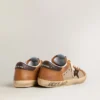 Super-Star LTD pour homme en laine beige avec étoile en cuir marron et empiècements camel