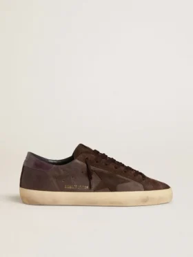 Super-Star LTD pour homme en nubuck marron avec étoile en daim et languette de talon en cuir violet