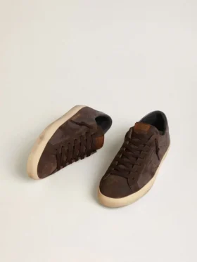 Super-Star LTD pour homme en nubuck marron avec étoile en daim et languette de talon en cuir violet