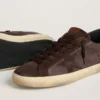 Super-Star LTD pour homme en nubuck marron avec étoile en daim et languette de talon en cuir violet