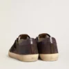 Super-Star LTD pour homme en nubuck marron avec étoile en daim et languette de talon en cuir violet
