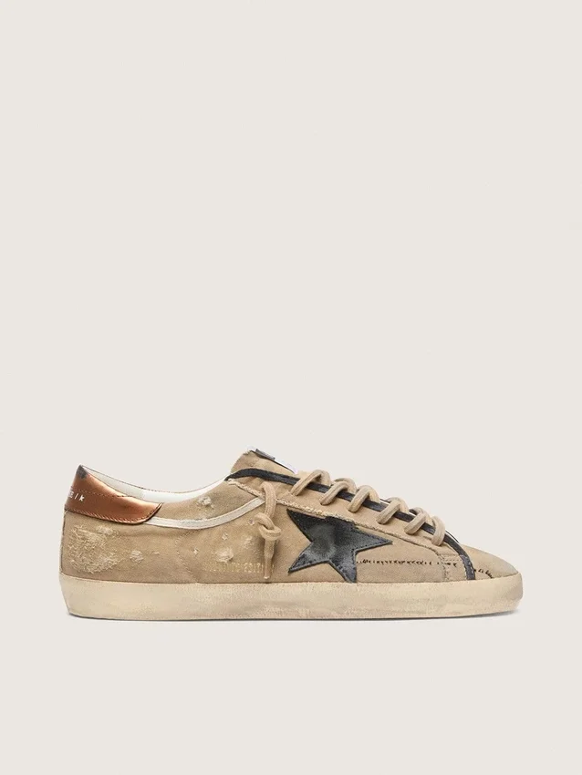 Super-Star LTD pour homme en toile beige avec étoile en cuir noir