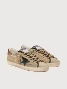 Super-Star LTD pour homme en toile beige avec étoile en cuir noir