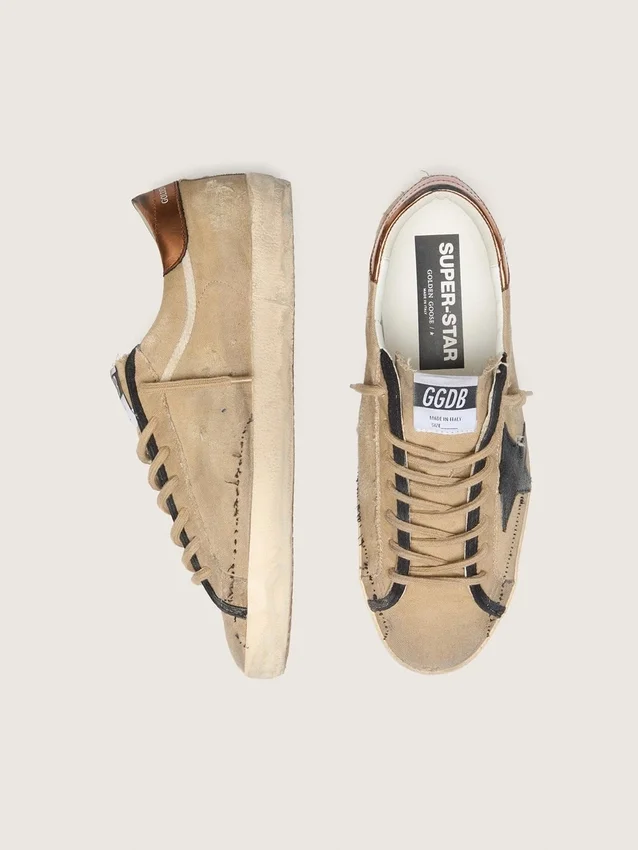 Super-Star LTD pour homme en toile beige avec étoile en cuir noir