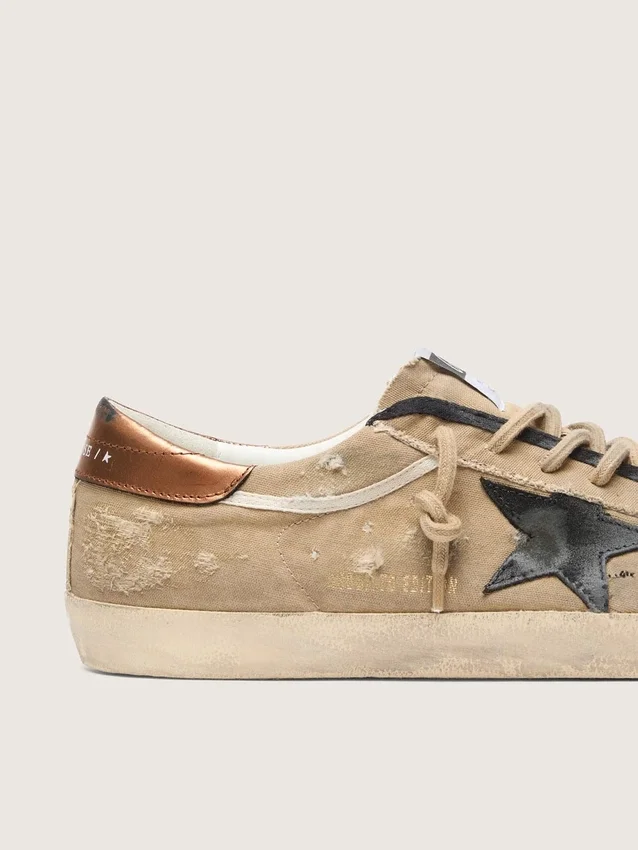 Super-Star LTD pour homme en toile beige avec étoile en cuir noir