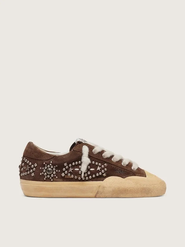Super-Star Penstar pour femme en daim marron avec clous