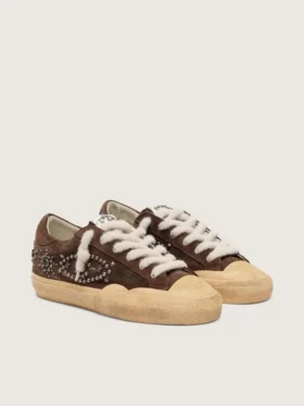 Super-Star Penstar pour femme en daim marron avec clous