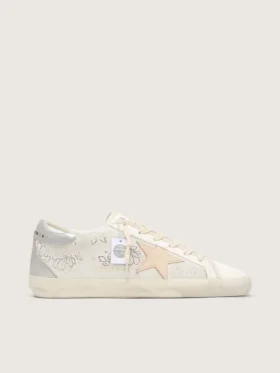 Super-Star pour femme avec cristaux Swarovski et étoile en cuir gris fumé