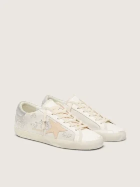 Super-Star pour femme avec cristaux Swarovski et étoile en cuir gris fumé