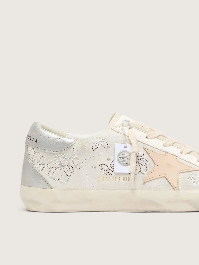 Super-Star pour femme avec cristaux Swarovski et étoile en cuir gris fumé