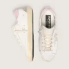 Super-Star pour femme avec étoile en cuir argenté et languette de talon rose
