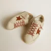 Super-Star pour femme avec étoile en cuir et languette de talon en cuir imprimé crocodile