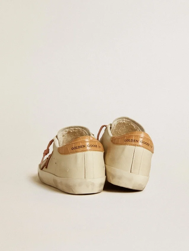 Super-Star pour femme avec étoile en cuir et languette de talon en cuir imprimé crocodile