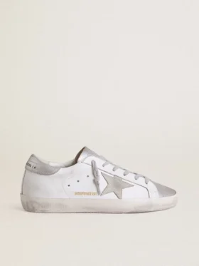 Super-Star pour femme avec étoile en daim gris et empiècements pailletés argentés